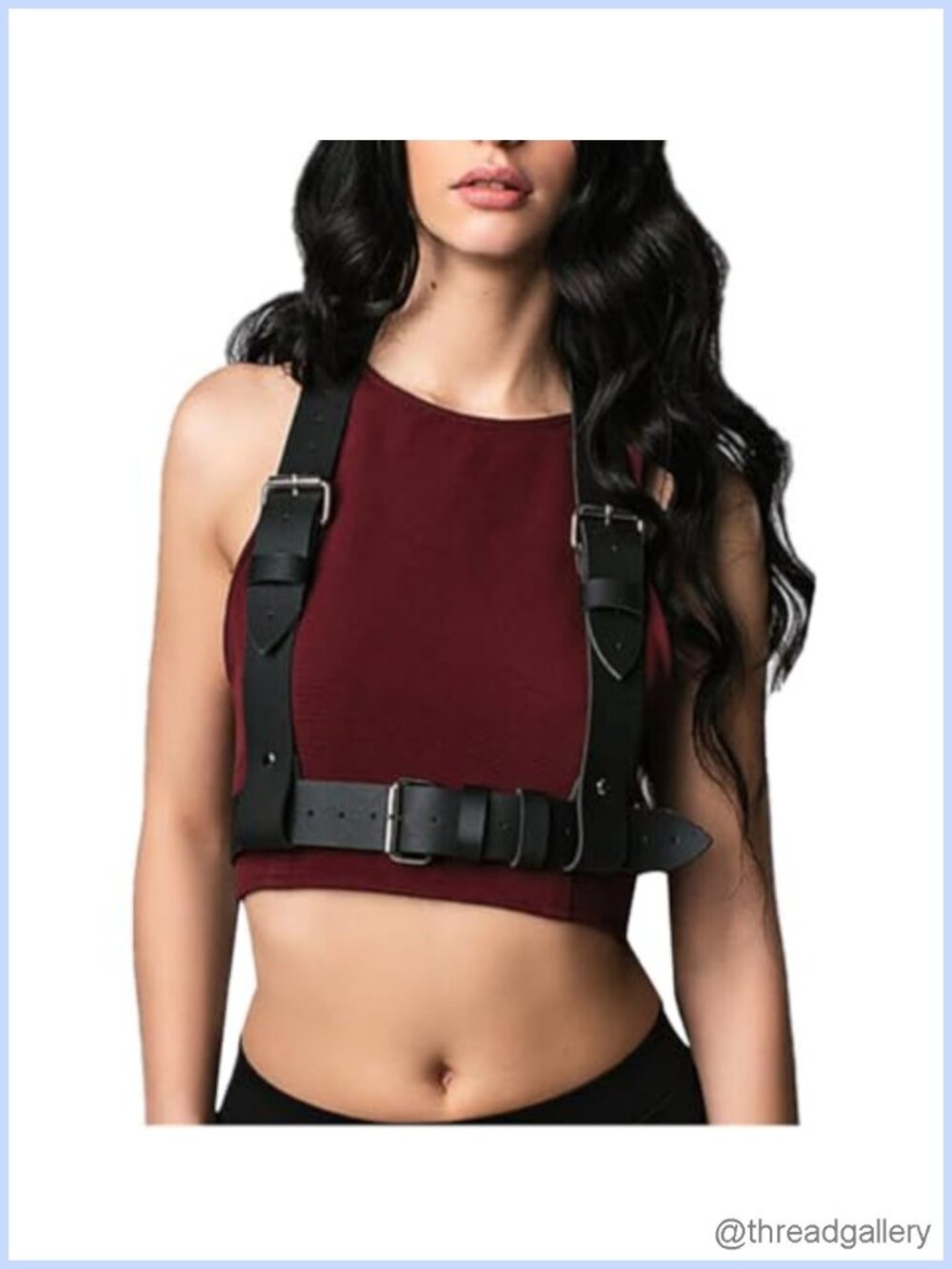 Faux Leather Harness Top Punk Waist Belt Body Chain Adjustable Corset